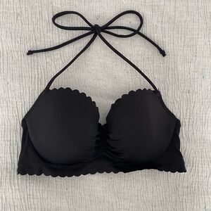 Victoria's Secret Black The Getaway Scalloped Bikini Top 32D